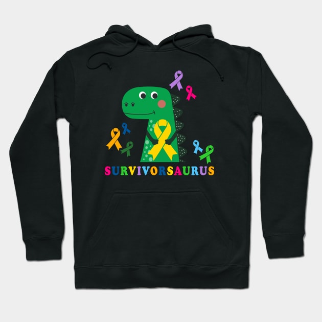 Childhood Cancer Survivor Dinosaur | Survivorsaurus Hoodie by shirtonaut